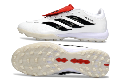 Adidas Predator 26 Elite Fold-Over Tongue TF Artificial Turf Soccer Shoes - White/Crimson Red/Black