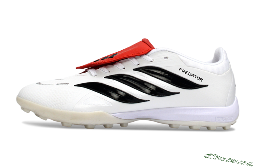 Adidas Predator 26 Elite Fold-Over Tongue TF Artificial Turf Soccer Shoes - White/Crimson Red/Black 2