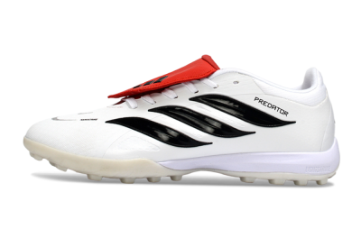 Adidas Predator 26 Elite Fold-Over Tongue TF Artificial Turf Soccer Shoes - White/Crimson Red/Black