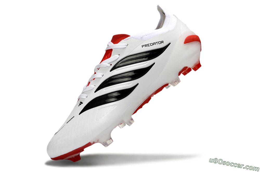 Adidas Predator 26 Elite FG Firm Ground Soccer Cleats - White/Crimson/Black 5