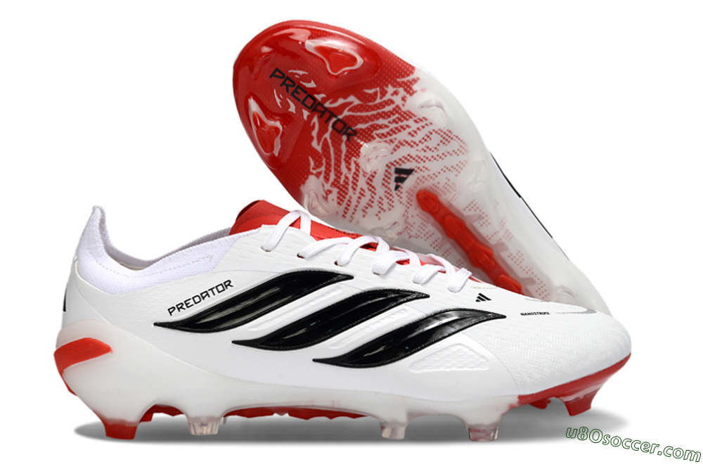 Adidas Predator 26 Elite FG Firm Ground Soccer Cleats - White/Crimson/Black 1