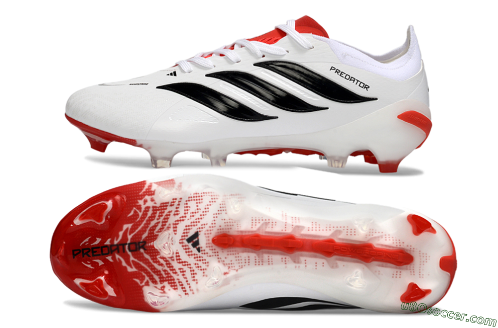 Adidas Predator 26 Elite FG Firm Ground Soccer Cleats - White/Crimson/Black 0