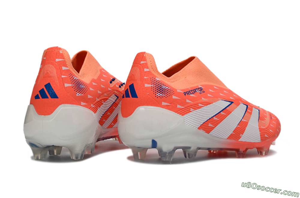Adidas Predator 25 Elite Laceless FG Firm Ground Soccer Cleats - Coral/Bright Coral/White 6