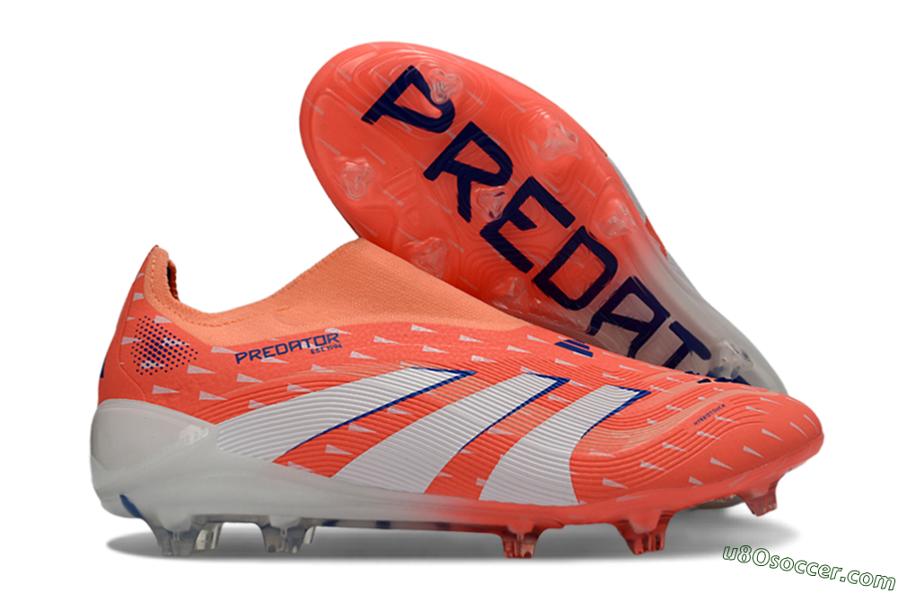 Adidas Predator 25 Elite Laceless FG Firm Ground Soccer Cleats - Coral/Bright Coral/White 1