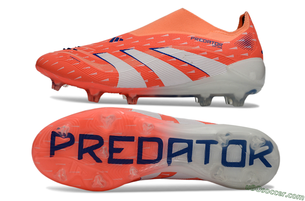 Adidas Predator 25 Elite Laceless FG Firm Ground Soccer Cleats - Coral/Bright Coral/White 0