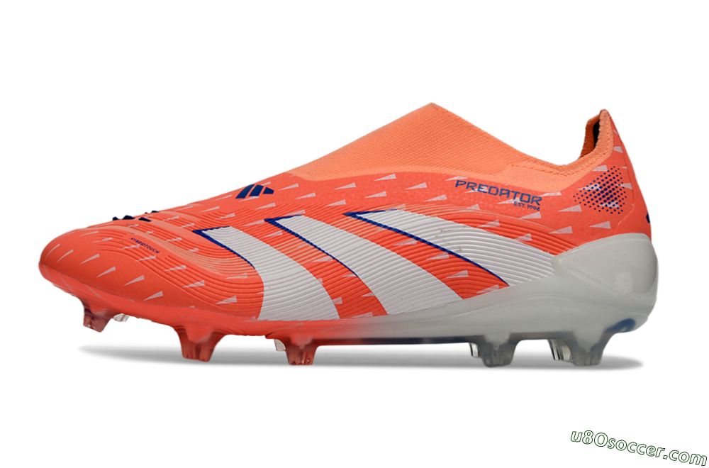 Adidas Predator 25 Elite Laceless FG Firm Ground Soccer Cleats - Coral/Bright Coral/White 2