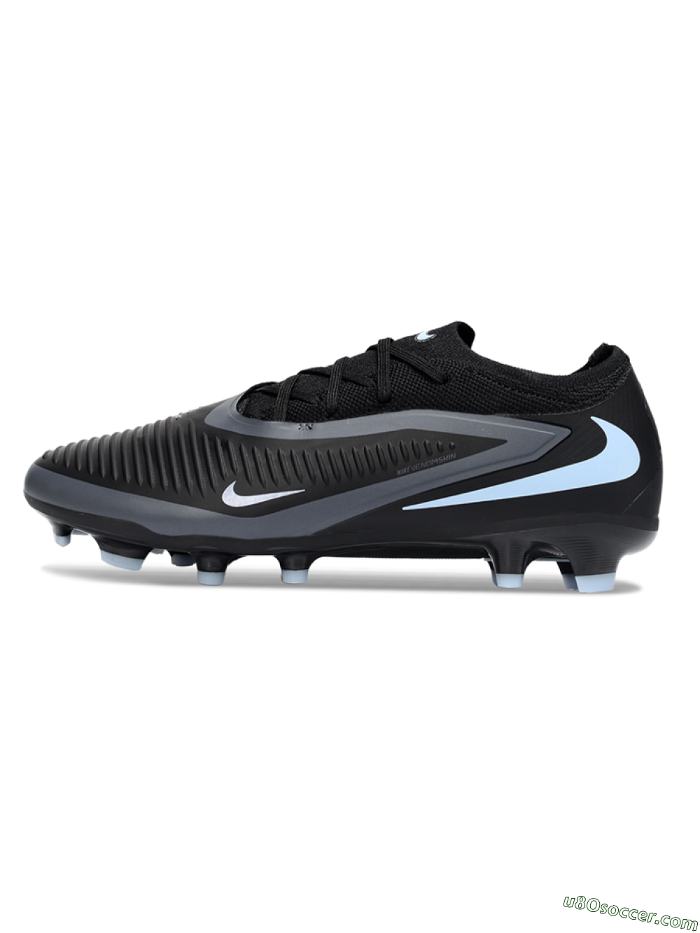 Nike Phantom 6 Low Elite FG Firm Ground Soccer Cleats - Black/Slate Gray/Icy Blue 2