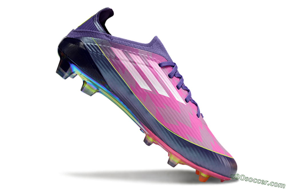 Adidas F50 Elite FG Firm Ground Soccer Cleats - Purple/Neon Pink/Rainbow Hues 5