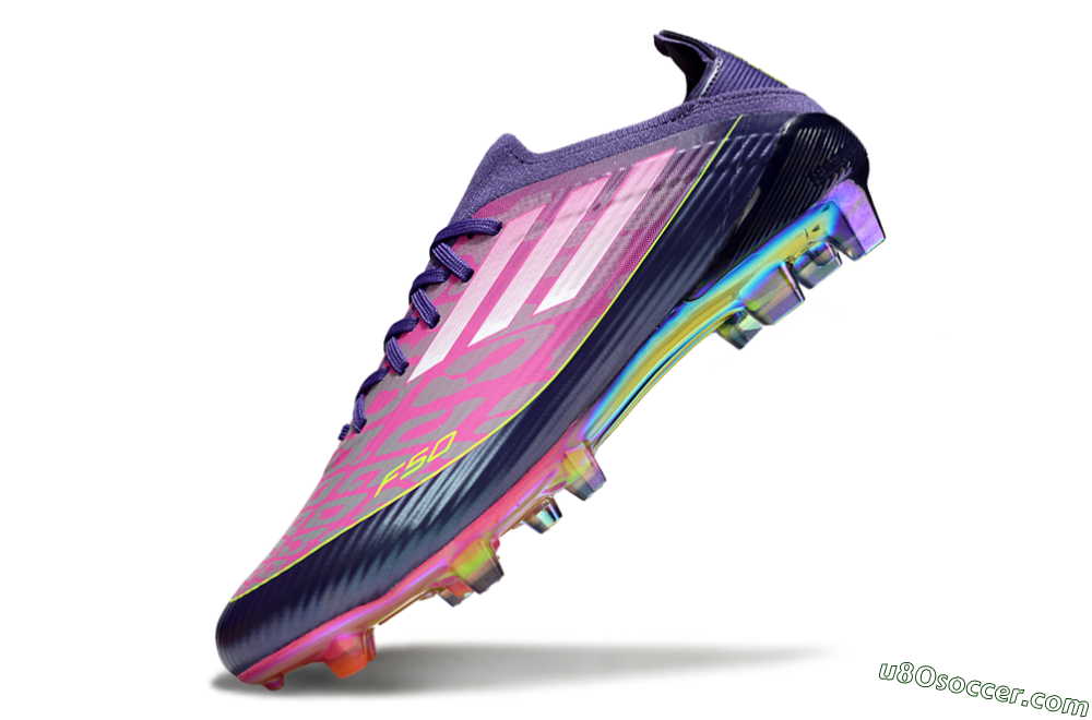 Adidas F50 Elite FG Firm Ground Soccer Cleats - Purple/Neon Pink/Rainbow Hues 6