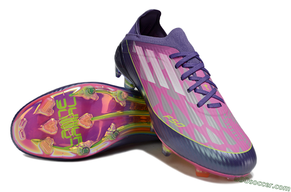 Adidas F50 Elite FG Firm Ground Soccer Cleats - Purple/Neon Pink/Rainbow Hues 4