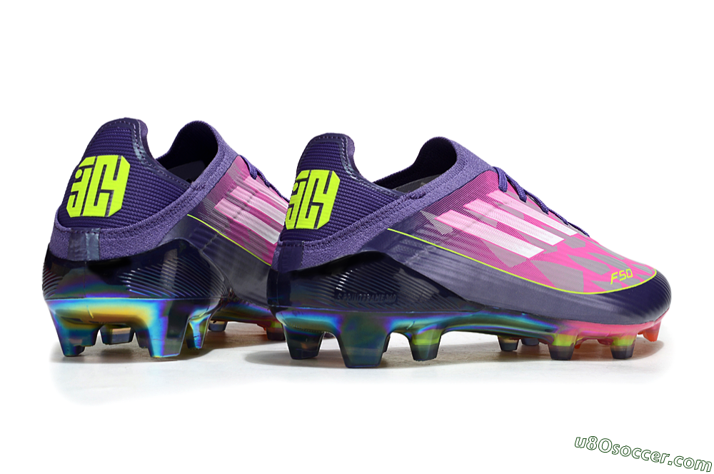 Adidas F50 Elite FG Firm Ground Soccer Cleats - Purple/Neon Pink/Rainbow Hues 7