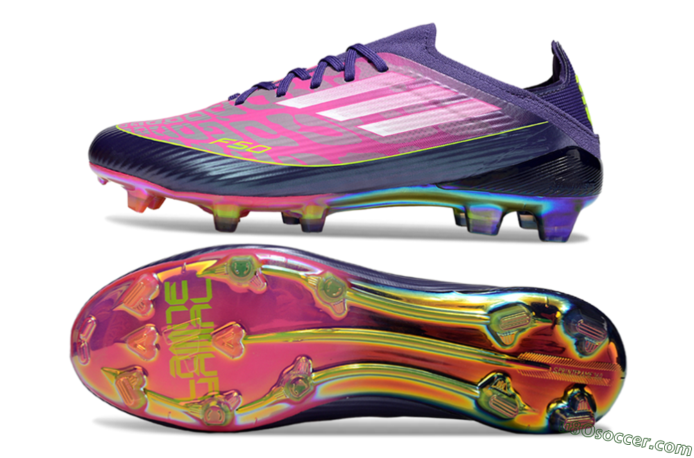 Adidas F50 Elite FG Firm Ground Soccer Cleats - Purple/Neon Pink/Rainbow Hues 0