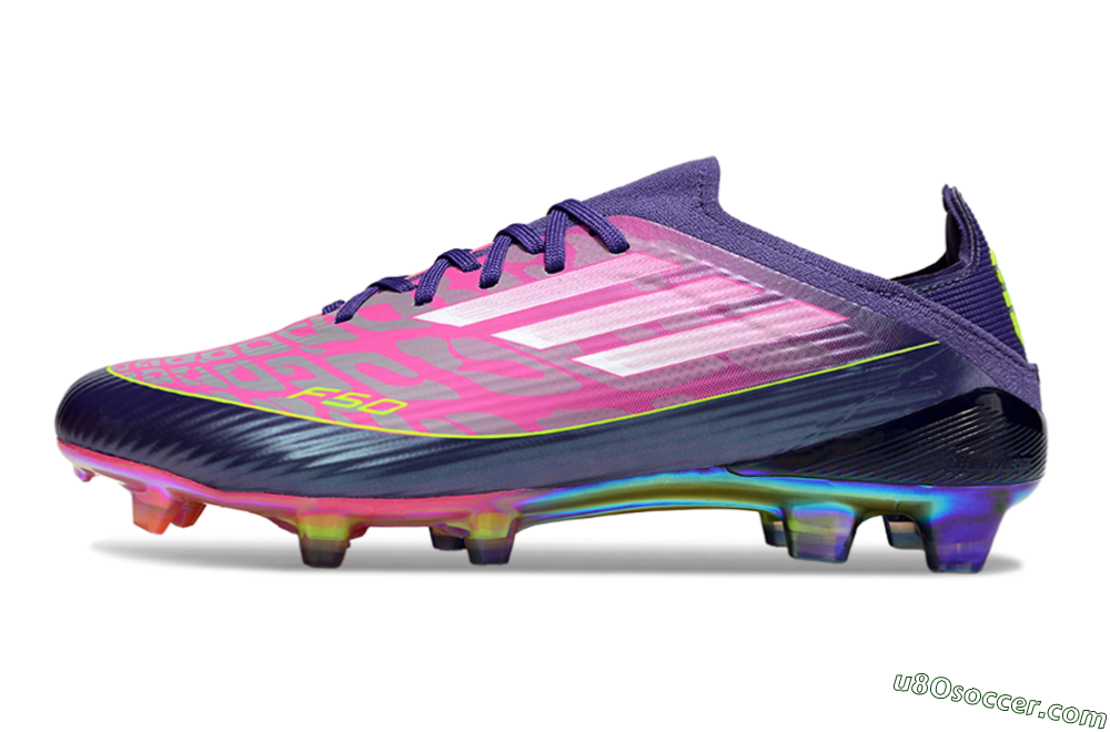 Adidas F50 Elite FG Firm Ground Soccer Cleats - Purple/Neon Pink/Rainbow Hues 2