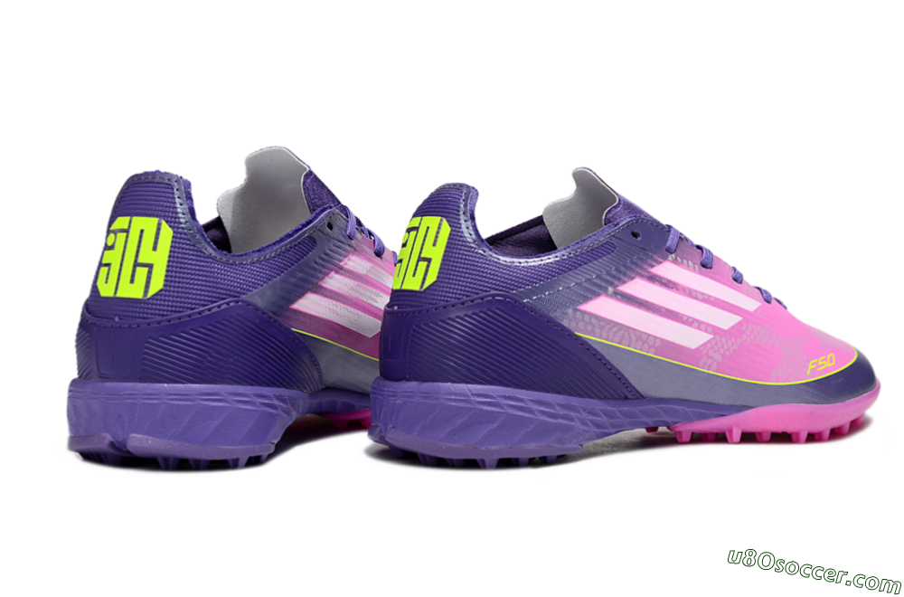 Adidas F50 Pro TF Artificial Turf Soccer Shoes - Purple/Bright Pink/Neon Yellow 7