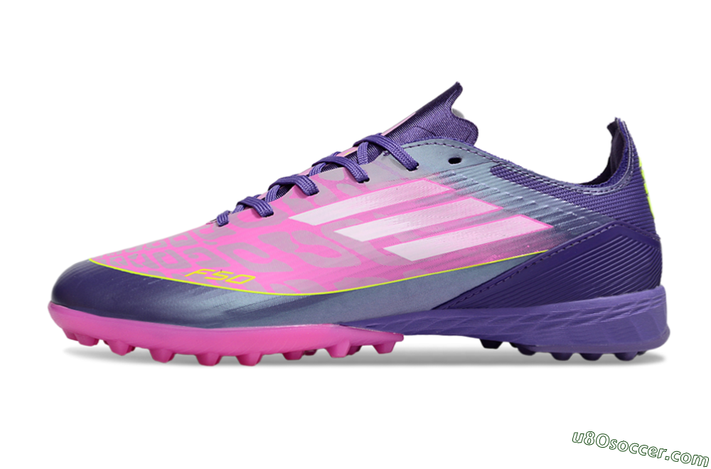 Adidas F50 Pro TF Artificial Turf Soccer Shoes - Purple/Bright Pink/Neon Yellow 2