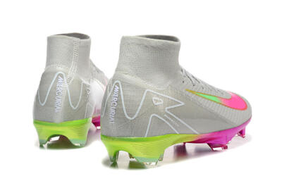 Nike Air Zoom Mercurial Superfly 10 Elite FG Firm Ground Soccer Cleats - Gray/Neon Pink/Neon Green