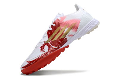 Adidas F50 Pro TF Artificial Turf Soccer Shoes - White/Scarlet Red/Gold