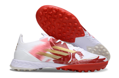 Adidas F50 Pro TF Artificial Turf Soccer Shoes - White/Scarlet Red/Gold