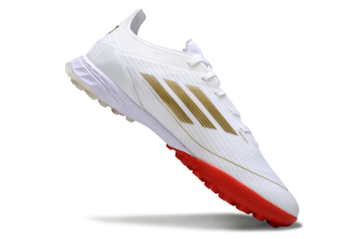 Adidas F50 Pro TF Artificial Turf Soccer Shoes - White/Scarlet Red/Gold