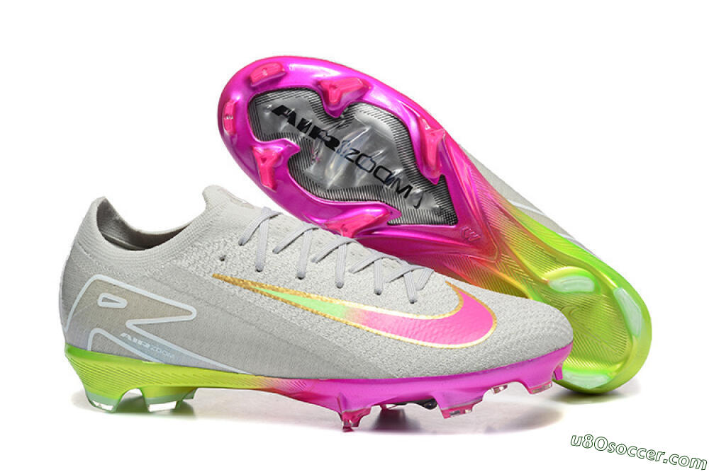 Nike Air Zoom Mercurial Vapor 16 Elite FG Firm Ground Soccer Cleats - Gray/Neon Pink/Neon Green 1