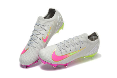Nike Air Zoom Mercurial Vapor 16 Elite FG Firm Ground Soccer Cleats - Gray/Neon Pink/Neon Green