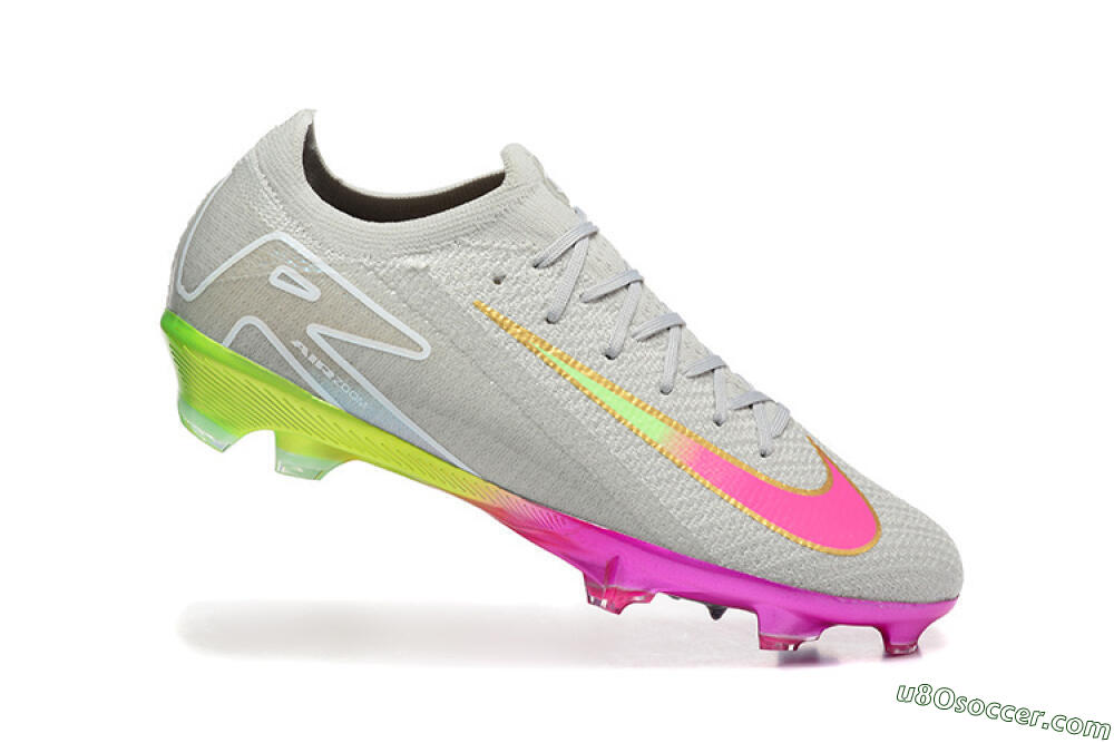 Nike Air Zoom Mercurial Vapor 16 Elite FG Firm Ground Soccer Cleats - Gray/Neon Pink/Neon Green 4