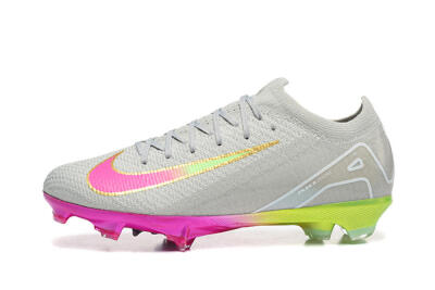 Nike Air Zoom Mercurial Vapor 16 Elite FG Firm Ground Soccer Cleats - Gray/Neon Pink/Neon Green
