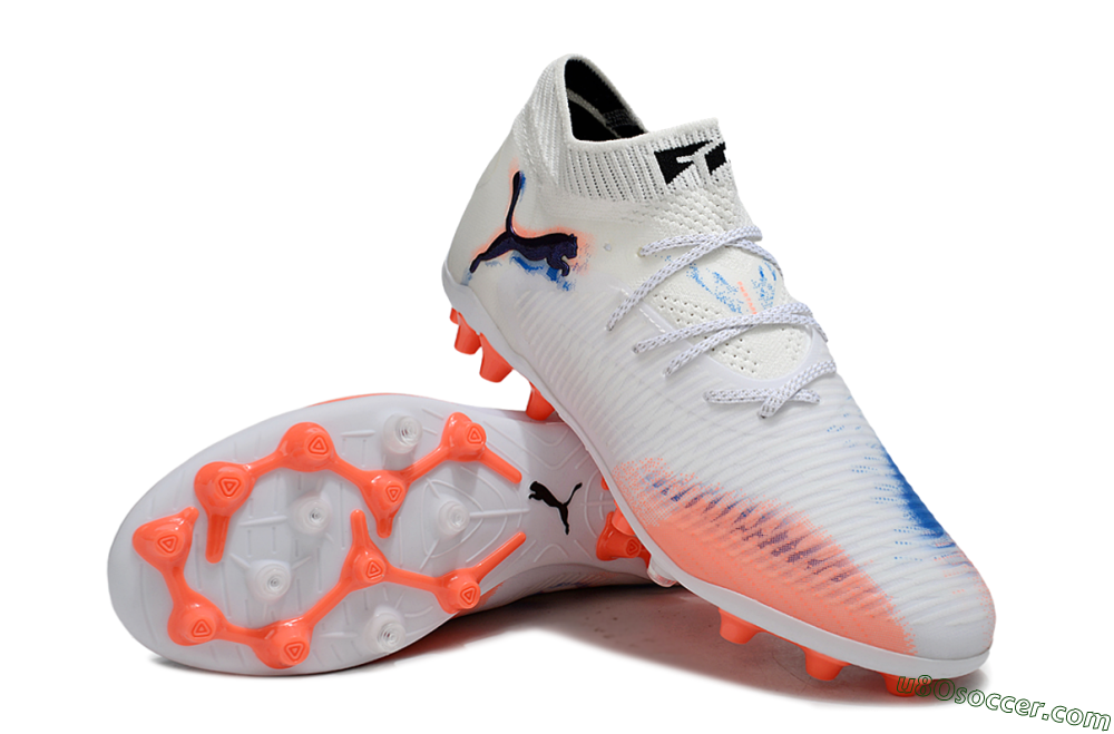 Puma Future 8 Ultimate MG Multi Ground Soccer Cleats - White/Coral Blaze/Black 3