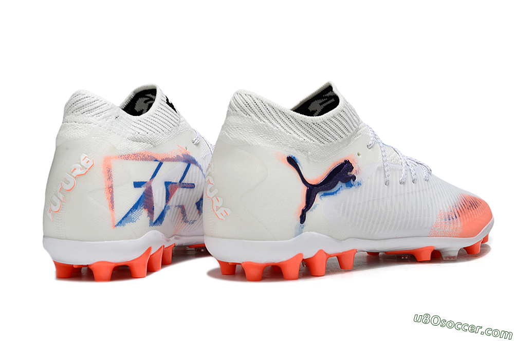 Puma Future 8 Ultimate MG Multi Ground Soccer Cleats - White/Coral Blaze/Black 6