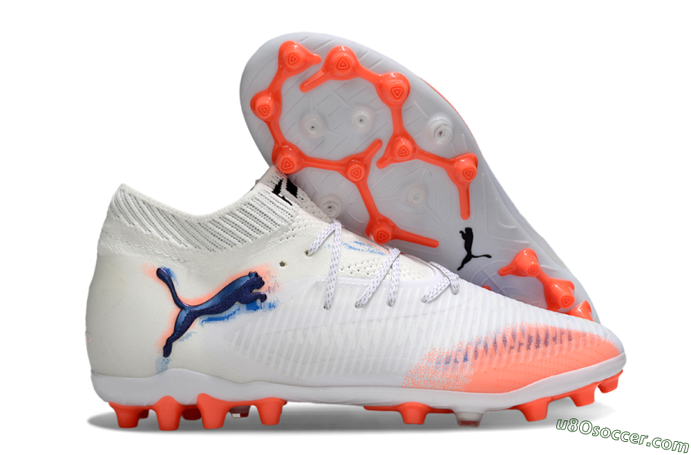 Puma Future 8 Ultimate MG Multi Ground Soccer Cleats - White/Coral Blaze/Black 1