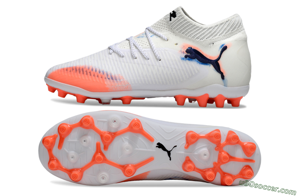 Puma Future 8 Ultimate MG Multi Ground Soccer Cleats - White/Coral Blaze/Black 0