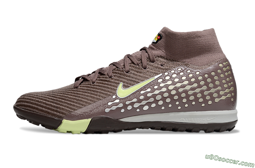 Nike Air Zoom Mercurial Superfly 10 Elite TF Artificial Turf Soccer Shoes - Brown/Lime Green/Charcoal Grey 2