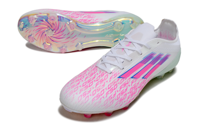 Adidas F50 Elite FG Firm Ground Soccer Cleats - White/Neon Pink/Iridescent Blue