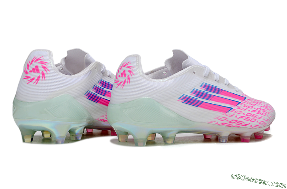Adidas F50 Elite FG Firm Ground Soccer Cleats - White/Neon Pink/Iridescent Blue 6