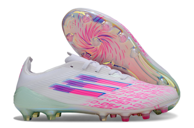 Adidas F50 Elite FG Firm Ground Soccer Cleats - White/Neon Pink/Iridescent Blue