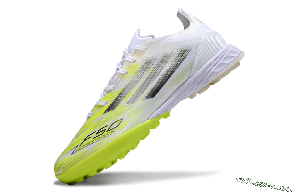 Adidas F50 Pro TF Artificial Turf Soccer Shoes - White/Electric Yellow/Phantom Grey 5