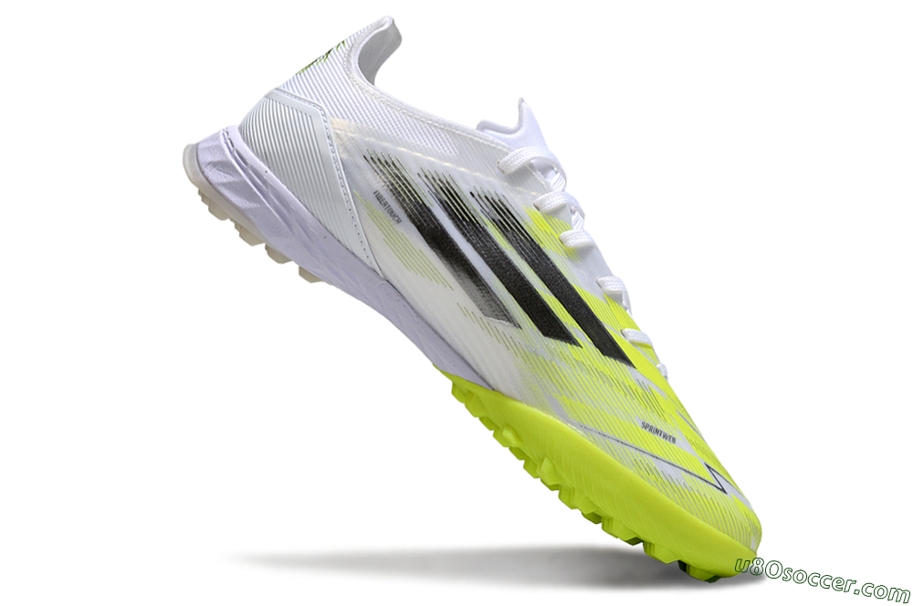 Adidas F50 Pro TF Artificial Turf Soccer Shoes - White/Electric Yellow/Phantom Grey 4