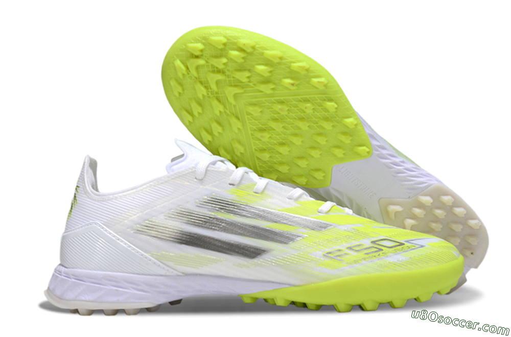 Adidas F50 Pro TF Artificial Turf Soccer Shoes - White/Electric Yellow/Phantom Grey 1