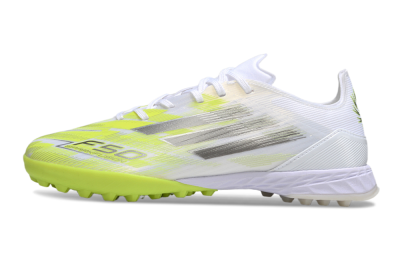 Adidas F50 Pro TF Artificial Turf Soccer Shoes - White/Electric Yellow/Phantom Grey