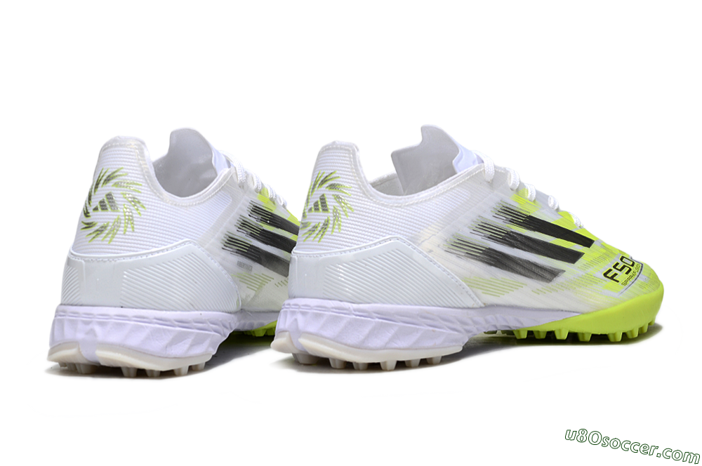 Adidas F50 Pro TF Artificial Turf Soccer Shoes - White/Electric Yellow/Phantom Grey 6