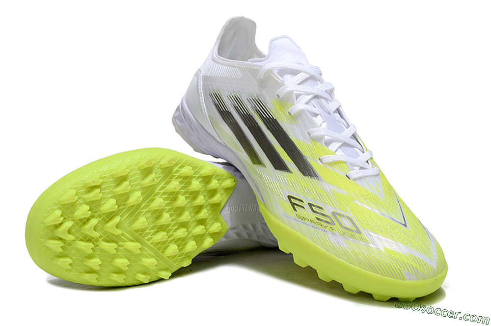 Adidas F50 Pro TF Artificial Turf Soccer Shoes - White/Electric Yellow/Phantom Grey 3