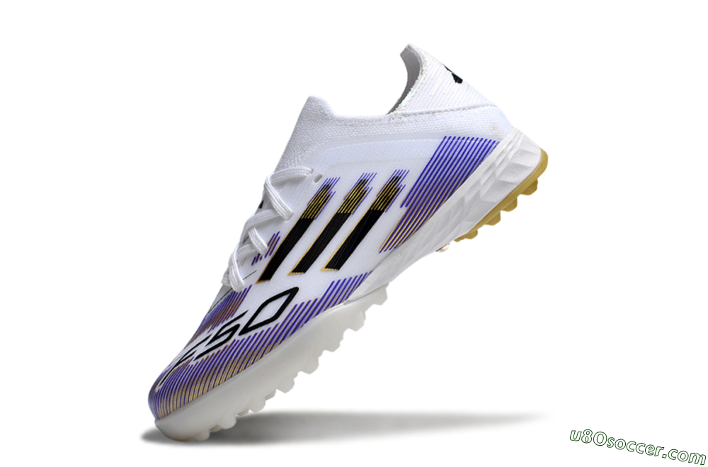 Adidas F50 Elite TF Artificial Turf Soccer Shoes - White/Purple Dream/Gold Rush 4