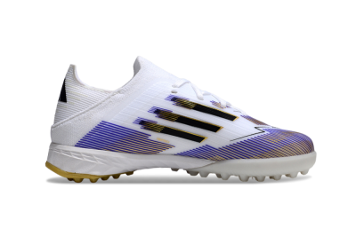 Adidas F50 Elite TF Artificial Turf Soccer Shoes - White/Purple Dream/Gold Rush