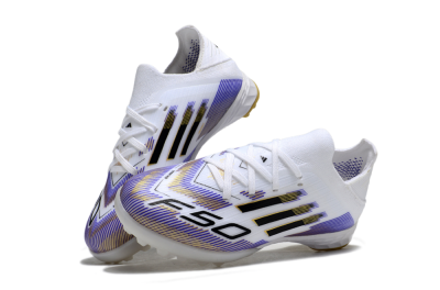 Adidas F50 Elite TF Artificial Turf Soccer Shoes - White/Purple Dream/Gold Rush