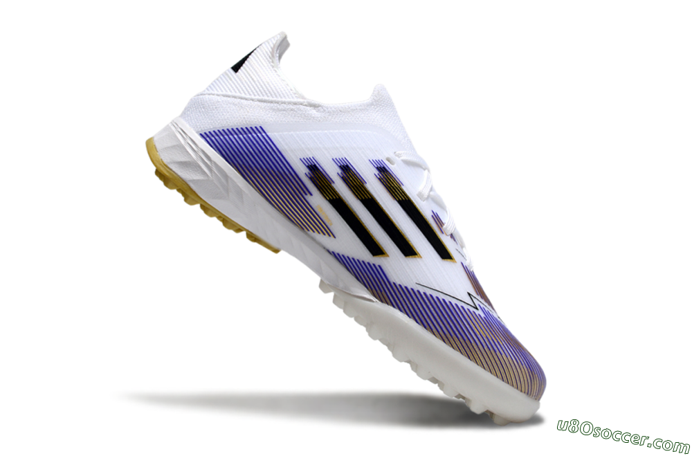 Adidas F50 Elite TF Artificial Turf Soccer Shoes - White/Purple Dream/Gold Rush 3