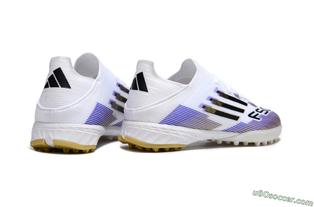 Adidas F50 Elite TF Artificial Turf Soccer Shoes - White/Purple Dream/Gold Rush 6