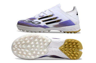 Adidas F50 Elite TF Artificial Turf Soccer Shoes - White/Purple Dream/Gold Rush