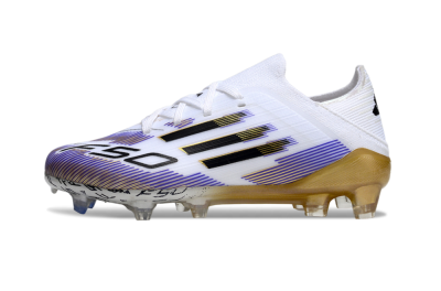 Adidas F50 Elite FG Firm Ground Soccer Cleats - White/Violet Fade/Gold Accents