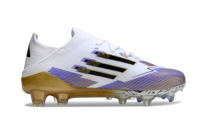 Adidas F50 Elite FG Firm Ground Soccer Cleats - White/Violet Fade/Gold Accents