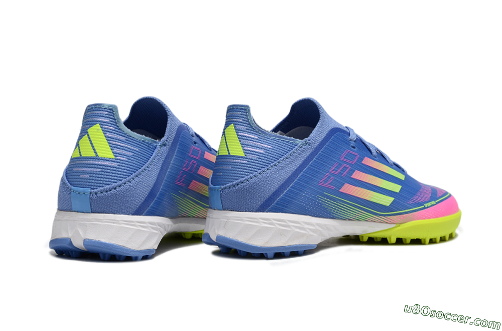 Adidas F50 Elite TF Artificial Turf Soccer Shoes - Blue/Neon Green/Fuchsia Pink 6